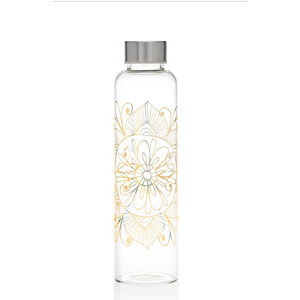 NWT: Godinger - Lotus, Glass, Reusable, Water Bottle (20 fl. oz capacity)